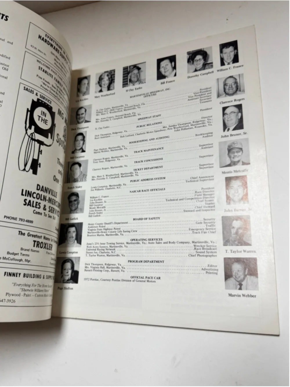 Vintage 1972 Old Dominion 500 Martinsville Speedway Racing Program